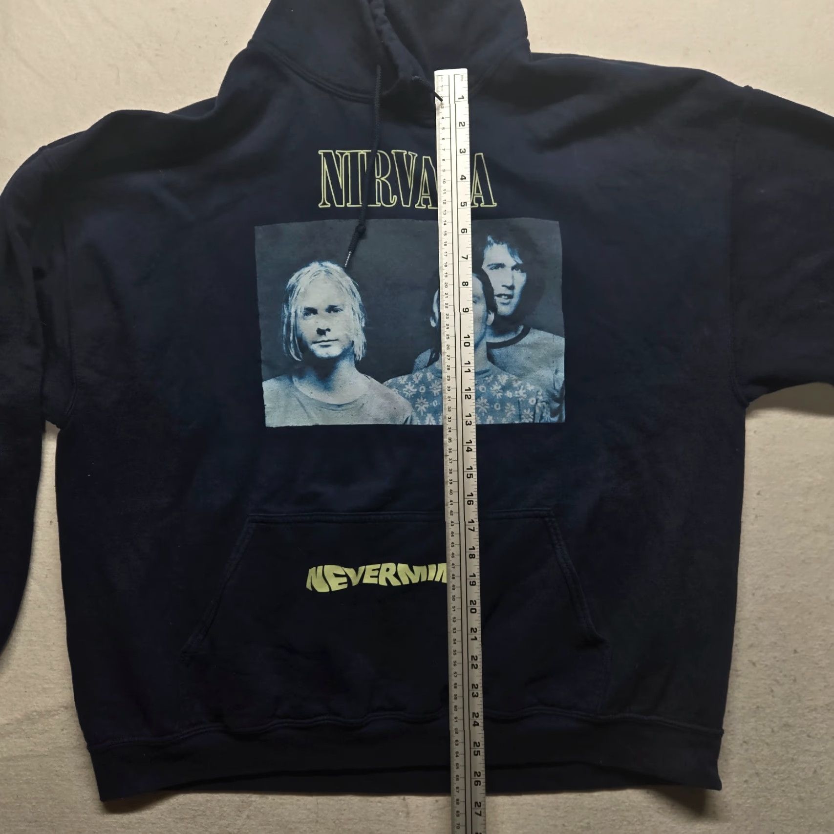 Vintage Nirvana Nevermind Unisex Hoodie Graphic Print Kurt Cobain Crew Neck 2XL Blue Logo Pullover 90s Mens Hoodie Size US XXL / EU 58 / 5 - 5 Thumbnail
