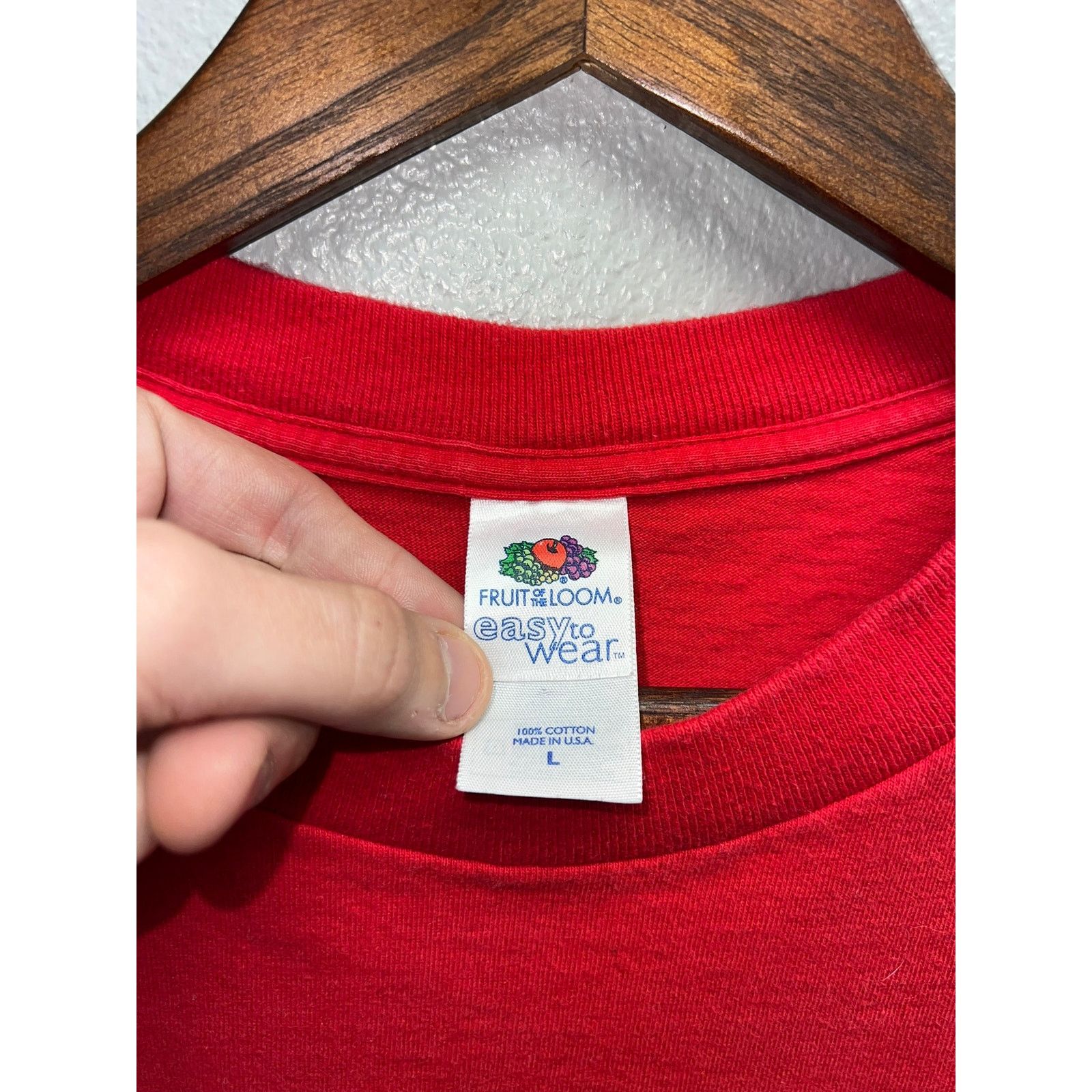 Fruit Of The Loom Y2K Fruit Of The Loom USA Made Red Blank Shirt Tee 2000s L Size US L / EU 52-54 / 3 - 4 Thumbnail