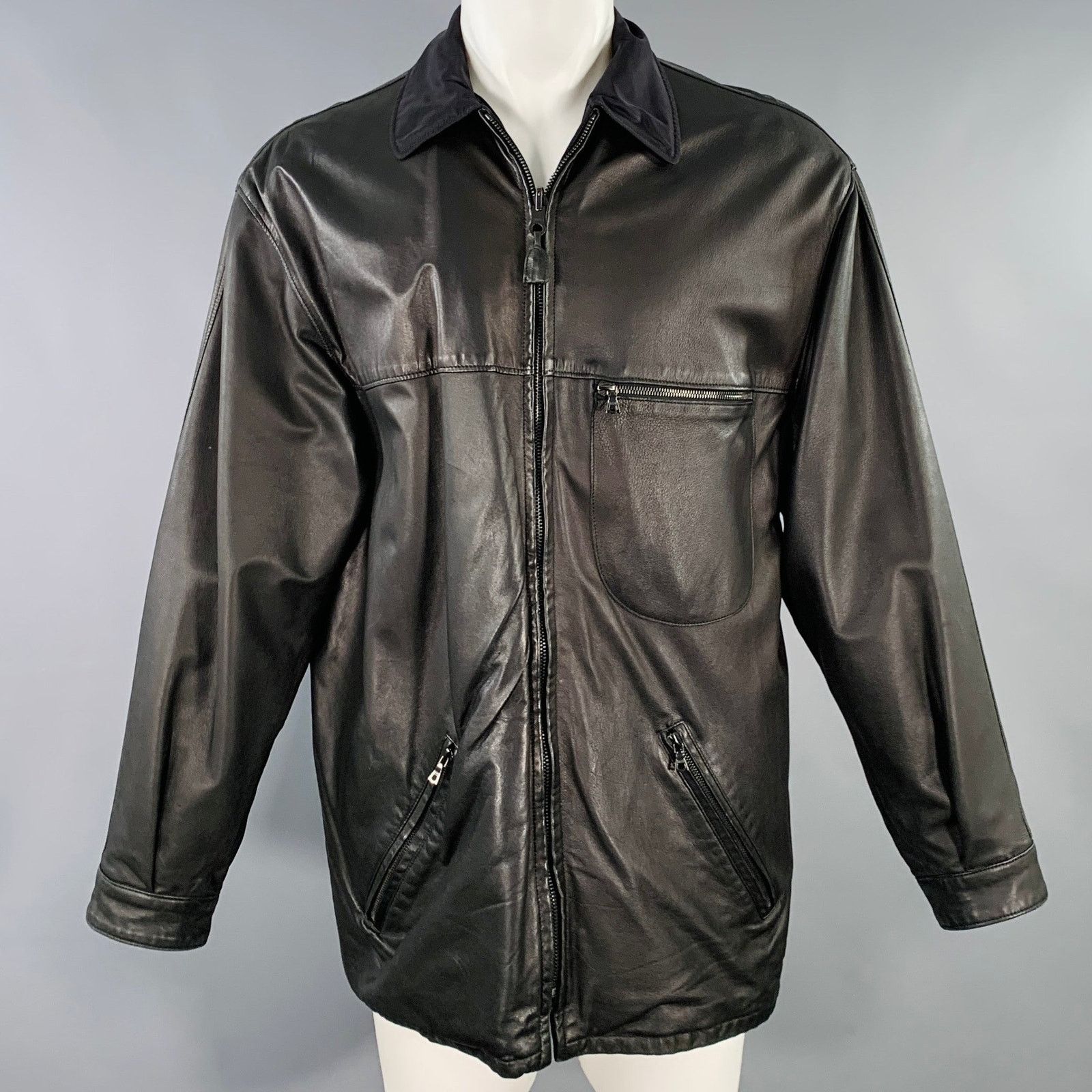 SERAPHIN SERAPHIN Size 40 Black Reversible Leather Zip Up Coat Size US L / EU 52-54 / 3 - 1 Thumbnail