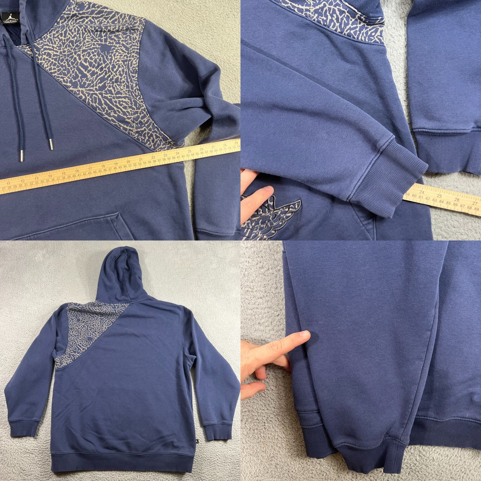 Jordan Brand Jordan Hoodie Mens L Blue Pullover Sweatshirt Long Sleeve Nike Jordan Athletic Hooded Pockets Zipper Logo Size US L / EU 52-54 / 3 - 8 Thumbnail