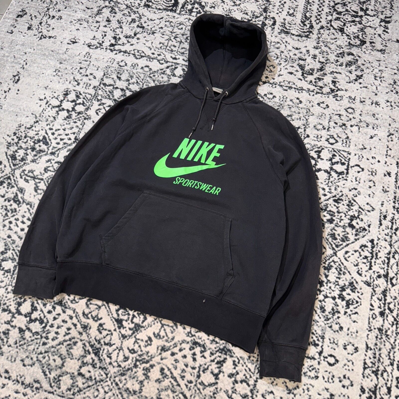 Nike × Vintage Nike Black Cotton Hoodie Size XL Y2k 90s Center Swoosh Size US XL / EU 56 / 4 - 2 Thumbnail