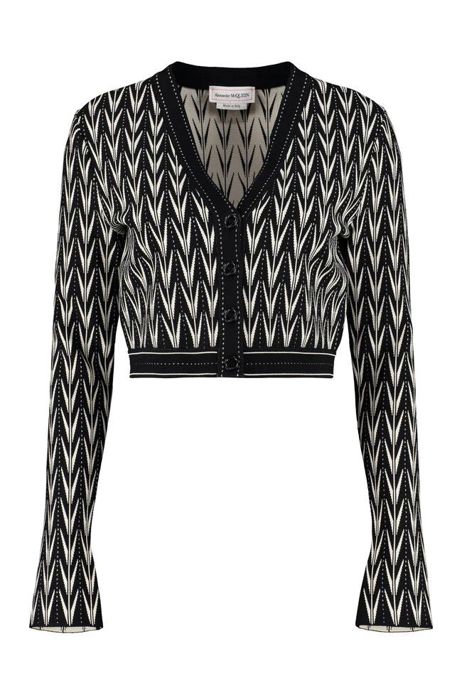 Alexander McQueen o1y0325 Cardigan in Black & Ivory Size M / US 6-8 / IT 42-44 - 1 Thumbnail