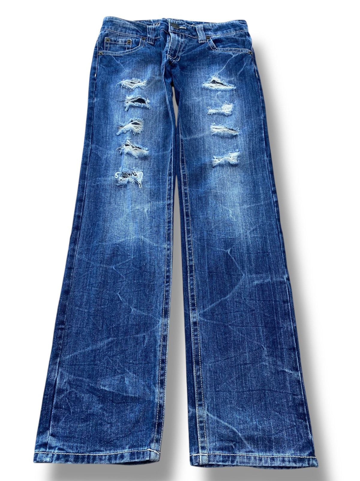 Japanese Brand Japanese Brand Light Blue Ripped Style Straight Leg Jean Size US 32 / EU 48 - 1 Thumbnail