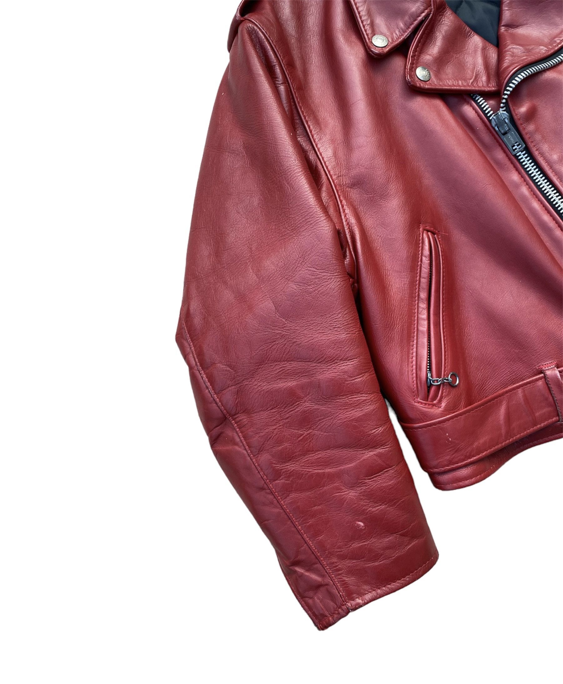 Schott Cropped Oversize Red Schott Perfecto Vintage Biker Jacket Size XL / US 12-14 / IT 48-50 - 3 Thumbnail
