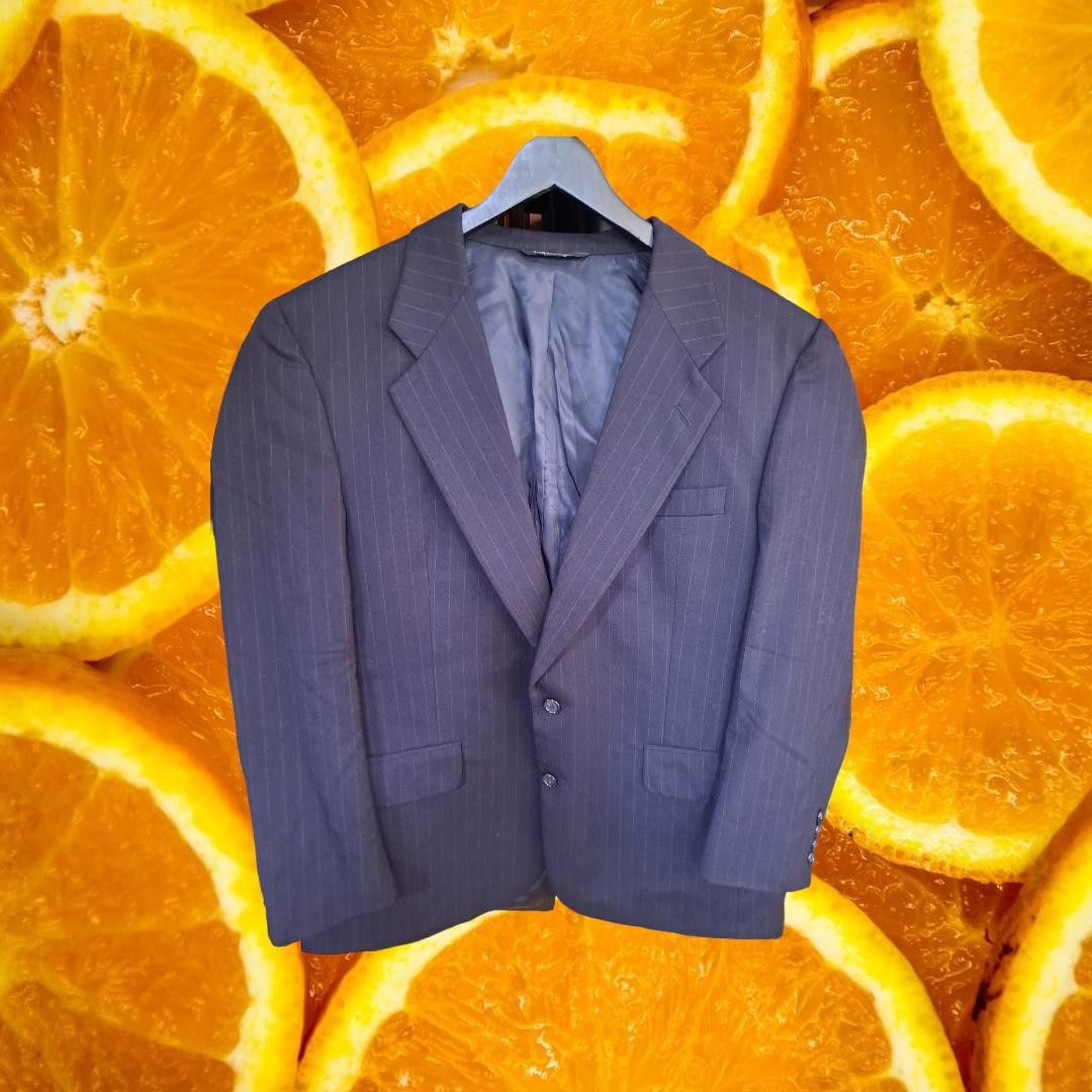 Burberry Burberry Blue Pinstripe 2 Button Blazer 100% Wool Size 42R - 1 Thumbnail