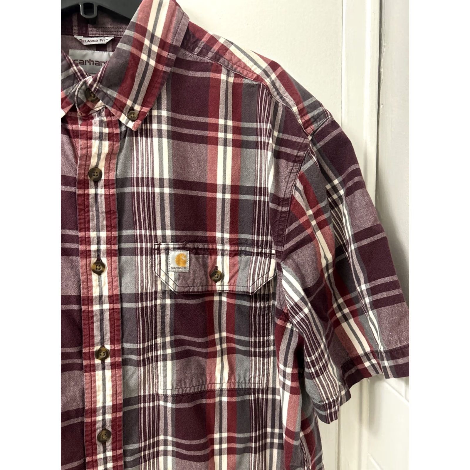 Carhartt Carhartt Shirt Mens L Red Plaid Button-Up Short Sleeve Work Casual Port 103553 639 Size US L / EU 52-54 / 3 - 4 Thumbnail