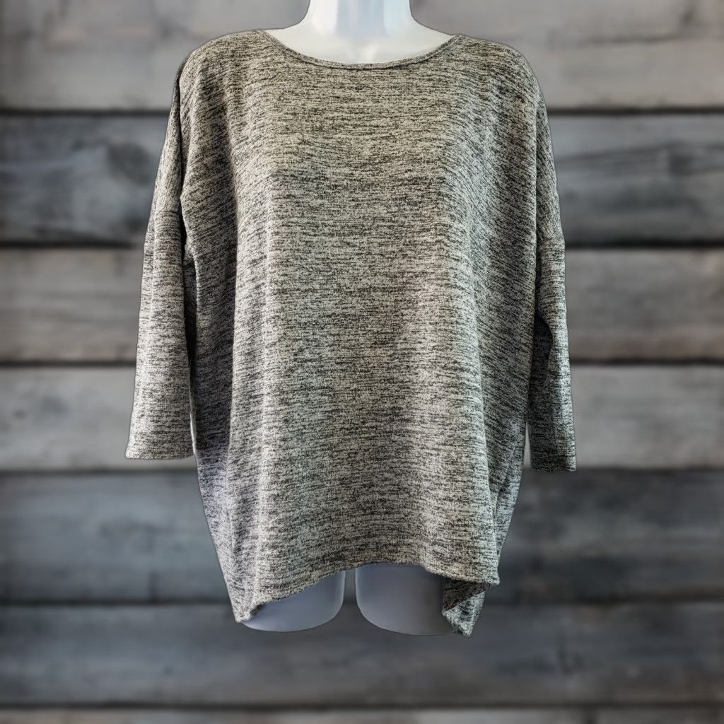 Vintage Lisette L Womens Knit Top M Heathered Gray 3/4 Sleeve Twisted Back Tunic Blouse Size M / US 6-8 / IT 42-44 - 1 Thumbnail