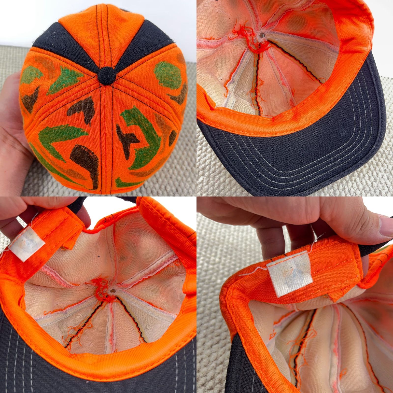Vintage VINTAGE Blaze Orange Camo Trucker Hat Cap Strap back Insulated 90s Y2K Hunting Size 44L - 8 Thumbnail