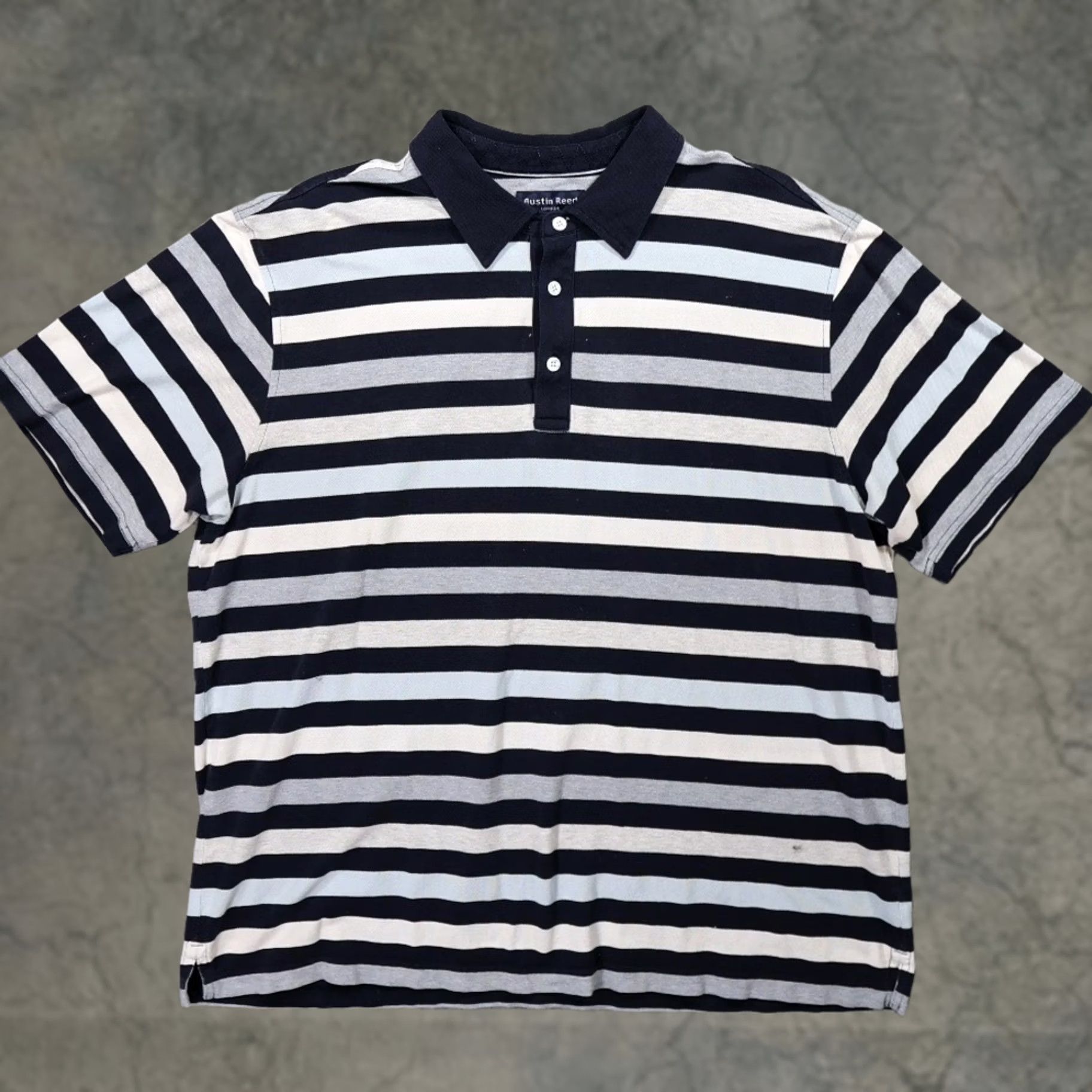 Austin Reed VINTAGE Austin Reed Polo Shirt Mens XXL Blue Excellent Striped Mercerized Cotton Size US XXL / EU 58 / 5 - 1 Thumbnail