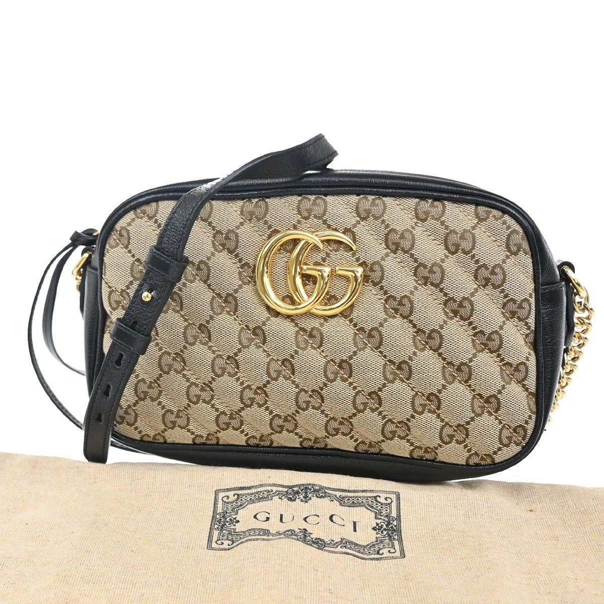 Gucci Gucci GG Marmont Shoulder Bag Diagonal Quilted GG Canvas with Leather Size ONE SIZE - 1 Thumbnail