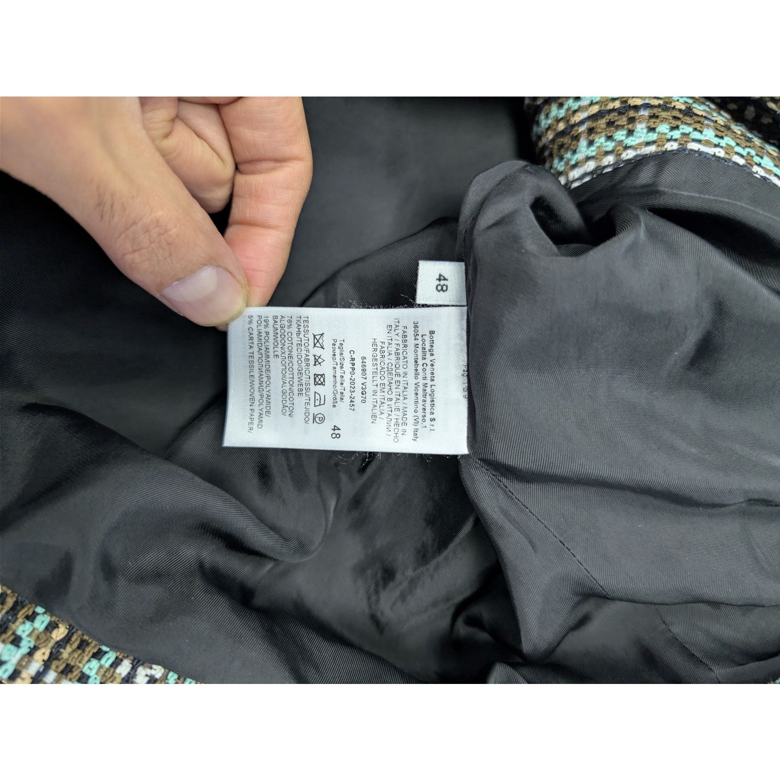Bottega Veneta o1rshd1 Multicoloured Cotton Check Blouson Jacket in Black Size US M / EU 48-50 / 2 - 18 Thumbnail