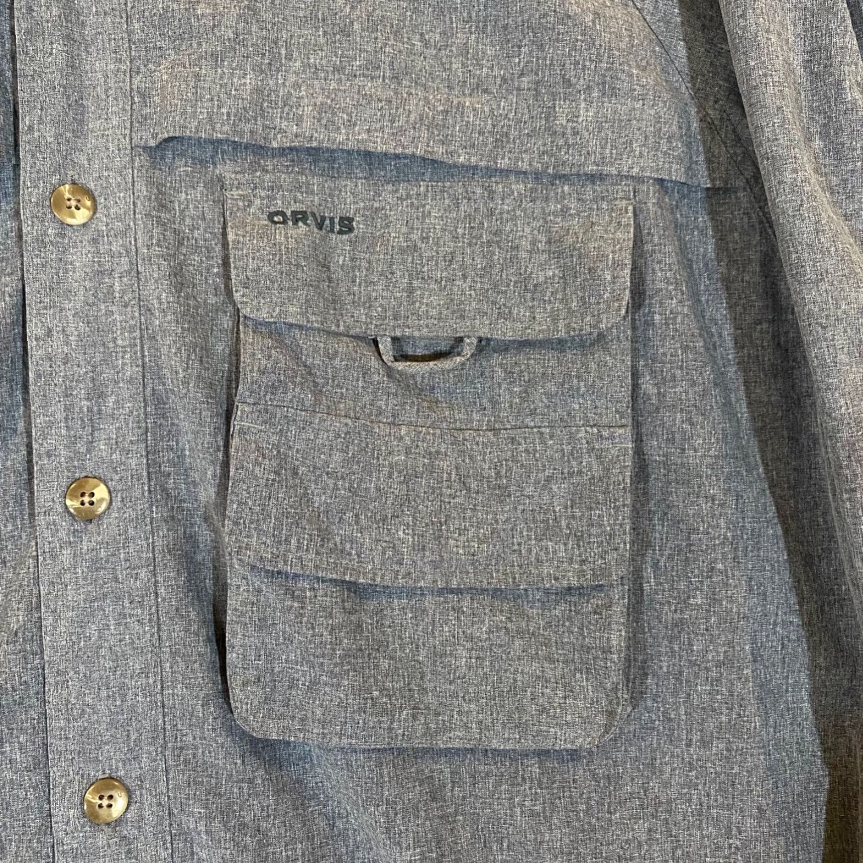 Orvis Orvis Shirt Mens Large Gray Fishing Hiking Trail Button Up Pockets Outdoors L/S Size US L / EU 52-54 / 3 - 3 Thumbnail