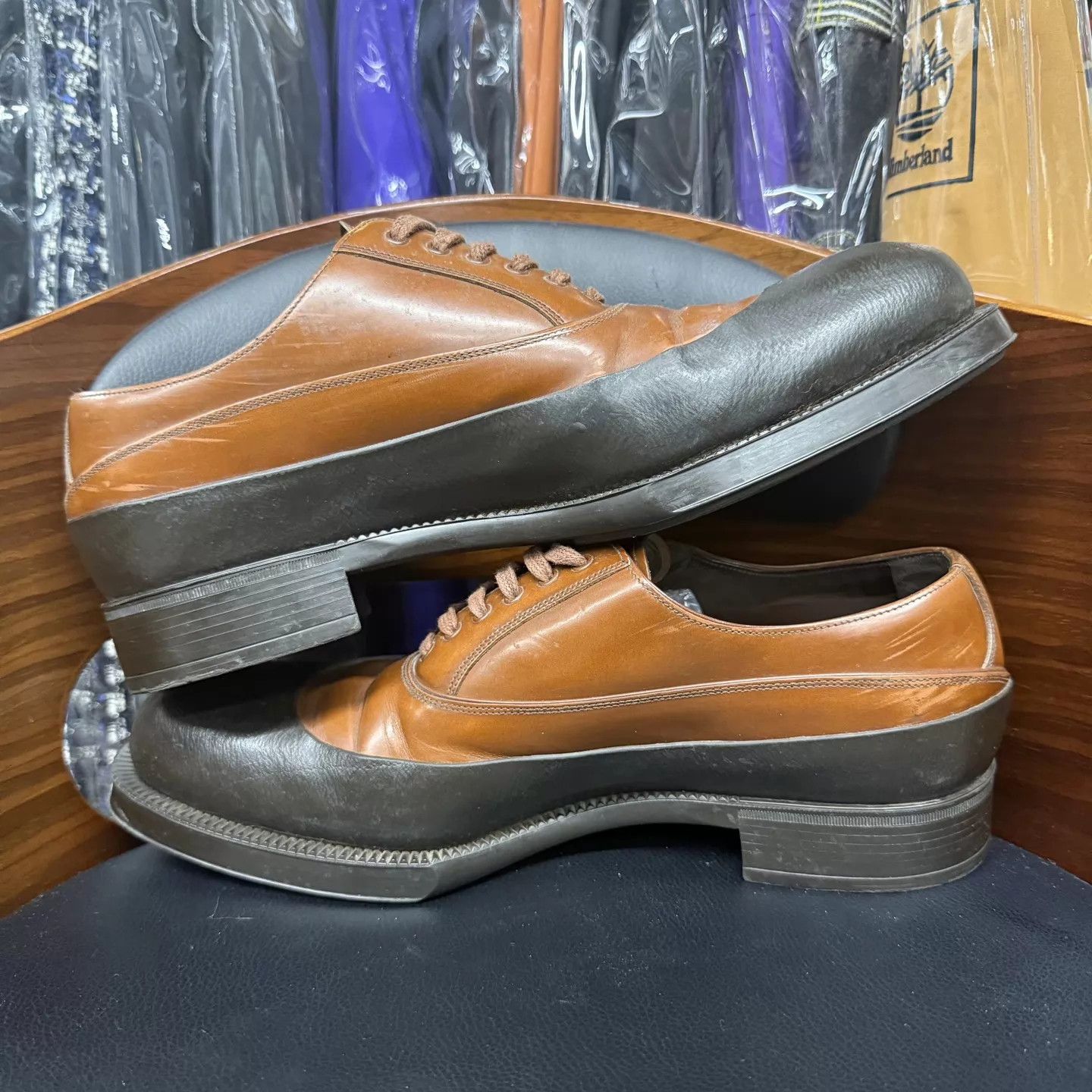 Prada Prada 2E Runway Black & Brown Leather Shoes US 8.5 Size US 8.5 / EU 41-42 - 7 Thumbnail