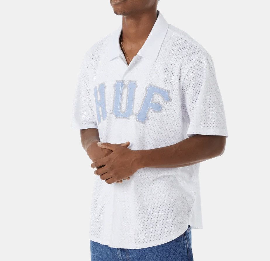 Huf ⚡️ HUF Arch Mesh Button Up Jersey Shirt White 2XL XXL ⚡️ Size US XXL / EU 58 / 5 - 5 Thumbnail
