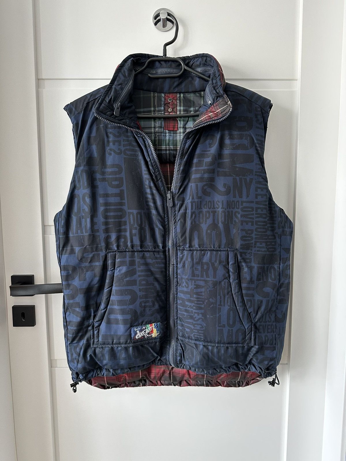 Desigual Desigual patchwork hooded padded reversible vest gilet blue Size US L / EU 52-54 / 3 - 8 Thumbnail