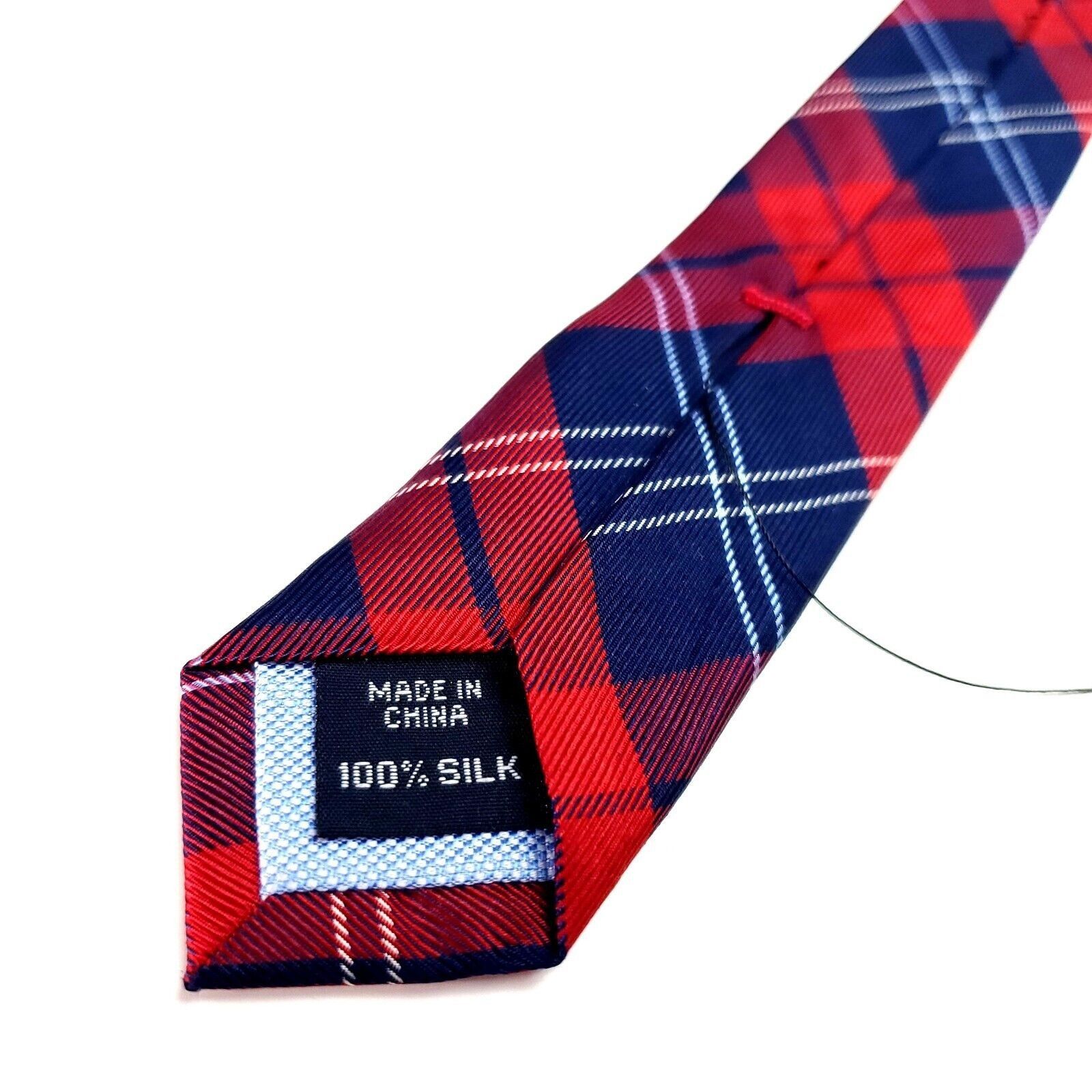 Tommy Hilfiger Tommy Hilfiger Silk Tie Woven Blue Red Plaid Size ONE SIZE - 5 Thumbnail