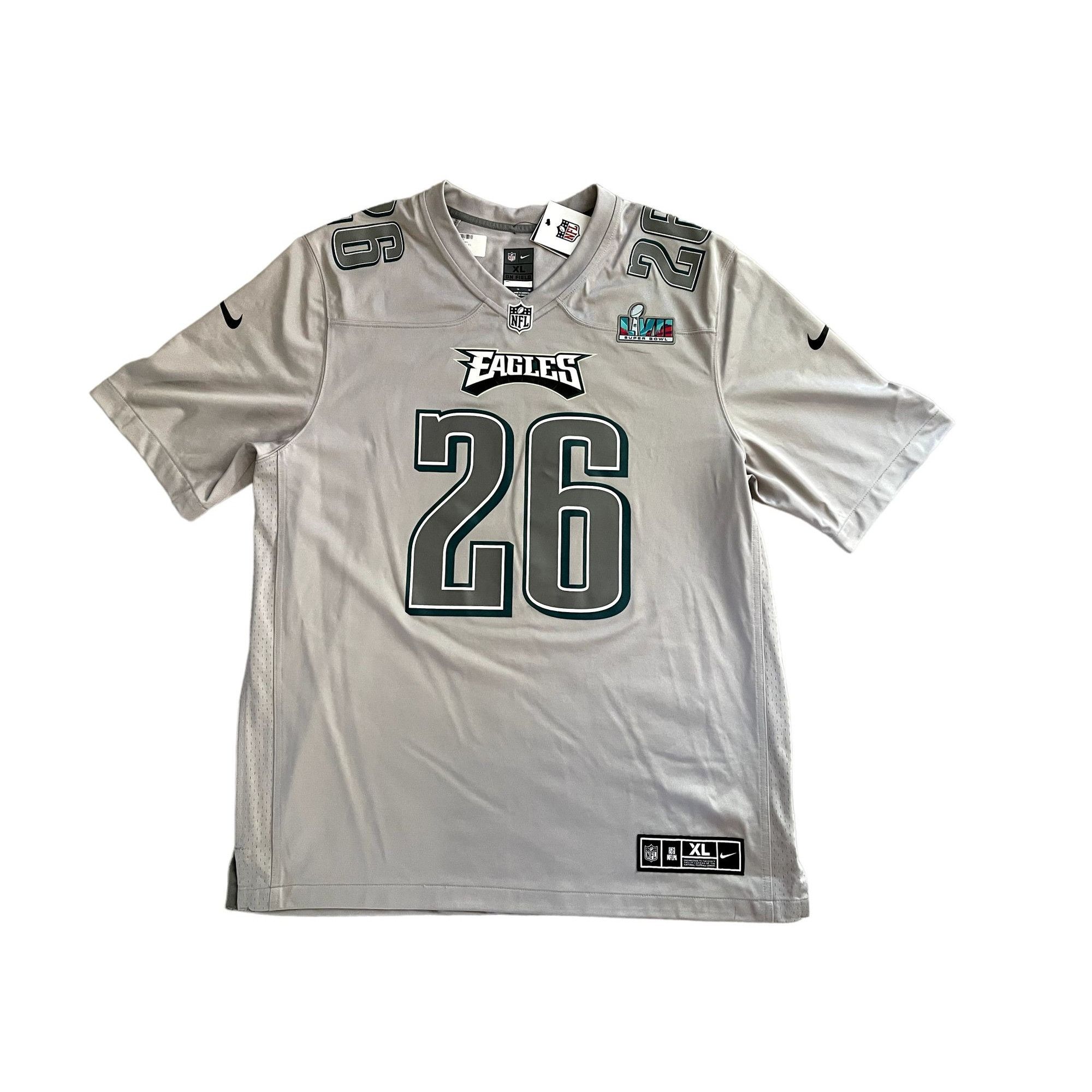 Nike Men's Miles Sanders Gray Philadelphia Eagles Super Bowl LVII Patch  Atmosphere Fashion Game Jersey