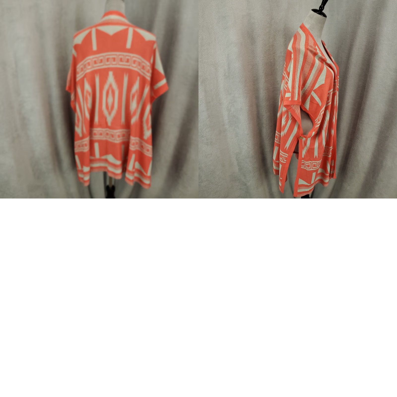 Vintage UMGEE Cardigan Sweater Open Front 3/4 Sleeve Boho Aztec Geometric Knit Orange Large L Women Size L / US 10 / IT 46 - 9 Thumbnail
