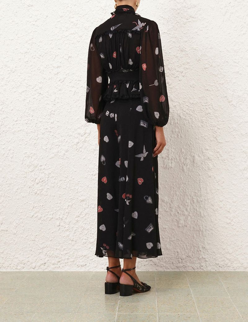 Zimmermann oc11z0226 Crush Flared Culotte Skirt In Black Size 32" / US 10 / IT 46 - 4 Thumbnail