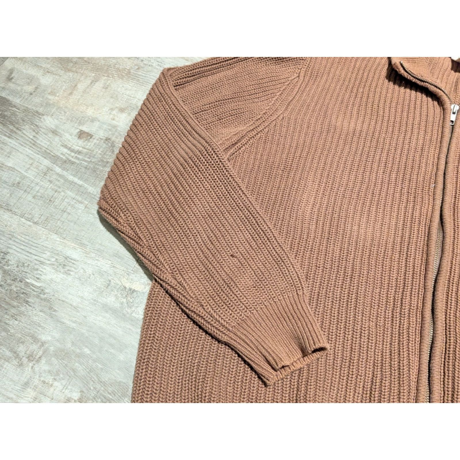 Vintage L.L. Bean Knit Full Zip Sweater Men's 2XL Brown Cotton Long Sleeve Mock Neck Outdoor Size US XXL / EU 58 / 5 - 4 Thumbnail