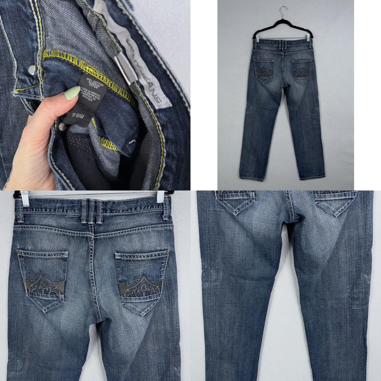 DKNY DKNY Jeans Mens 32x32 Blue Baggy Skater Embroidered Denim Y2K Mall Grunge Size US 32 / EU 48 - 8 Thumbnail