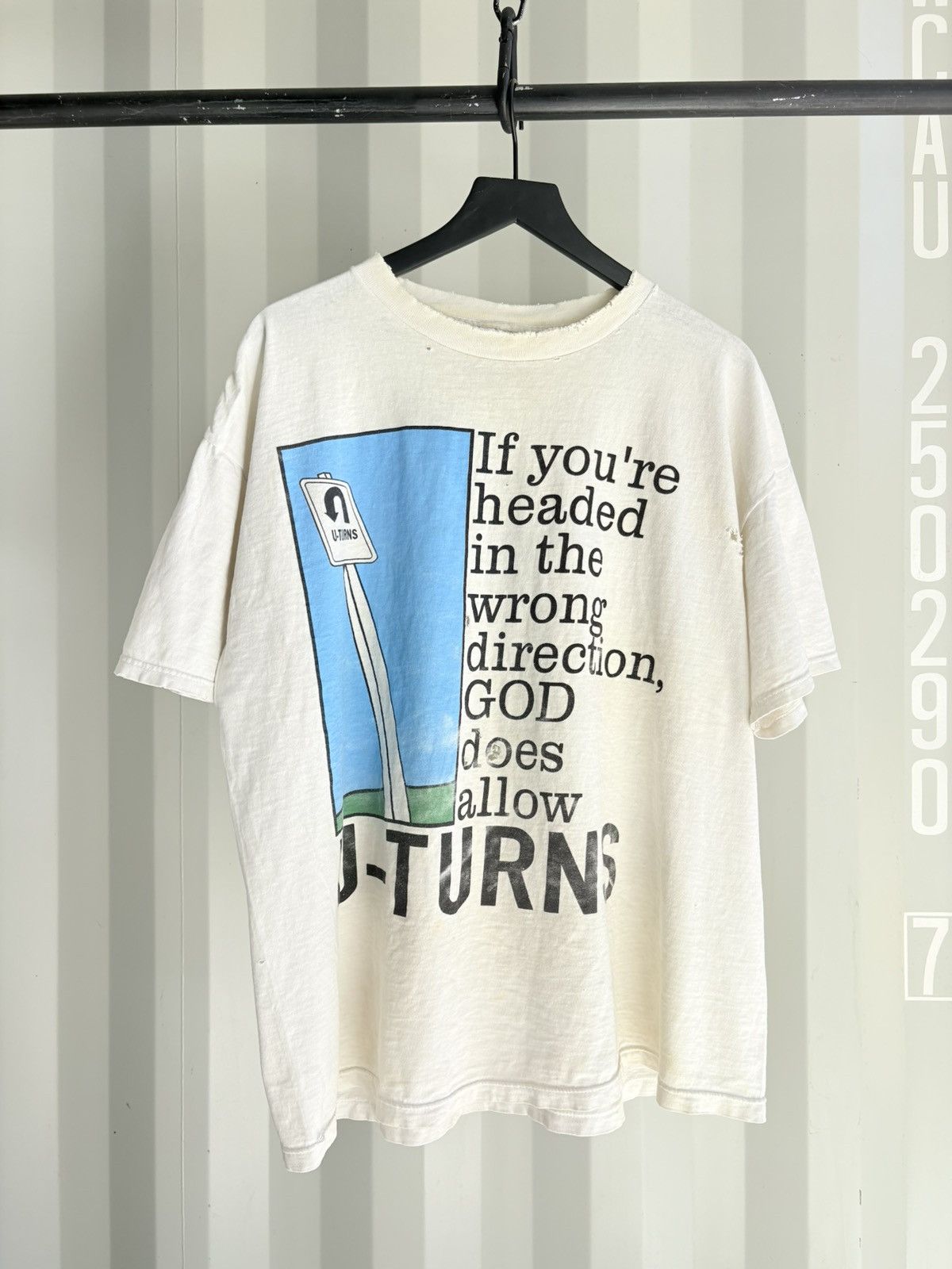 Vintage Thrashed God Allows U Turns Shirt Faded Distressed Band Size US XXL / EU 58 / 5 - 1 Thumbnail
