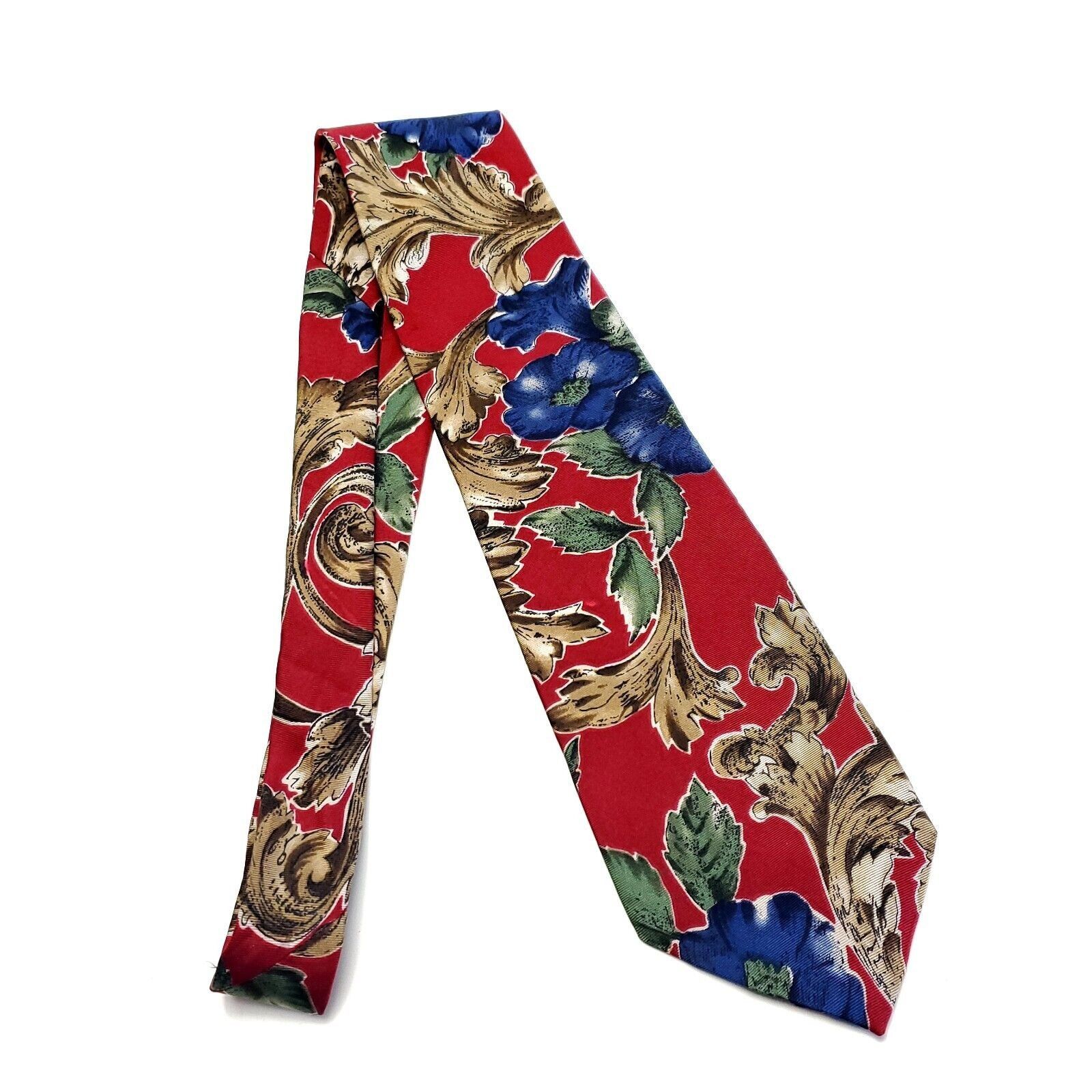 Designer Andhurst Red Floral Print Short Wide Silk Tie Size ONE SIZE - 6 Thumbnail
