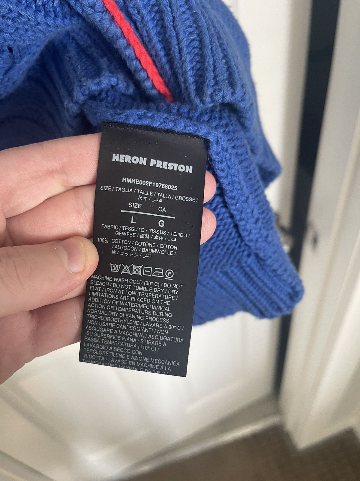 Heron Preston Logo Patch Cable Knit Design Switch Blue Sweater Size US L / EU 52-54 / 3 - 4 Thumbnail