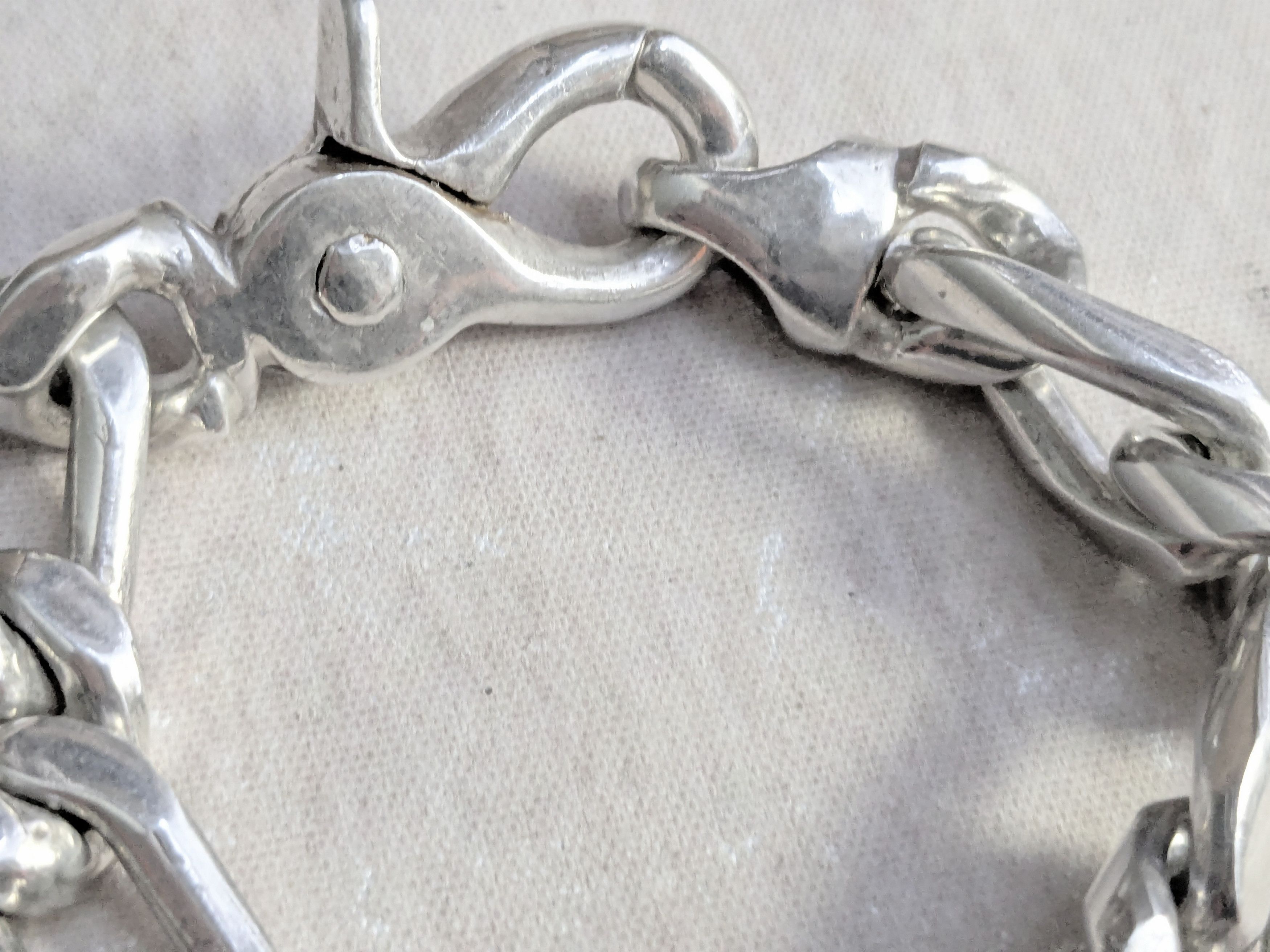 Jewelry Vintage Sterling Silver Figaro Bracelet 7" Biker Size ONE SIZE - 3 Thumbnail