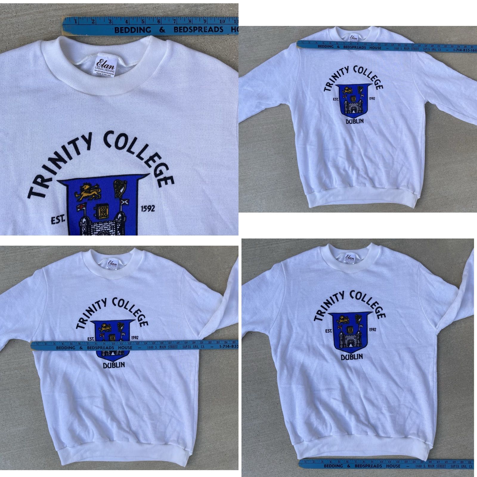 Vintage VINTAGE Elan Casual Designs Trinity College Dublin Sweatshirt Crew Neck Long Sleeve White 50/50 Cotton Polyester Men L Ireland Graphic Print Size US L / EU 52-54 / 3 - 10 Thumbnail