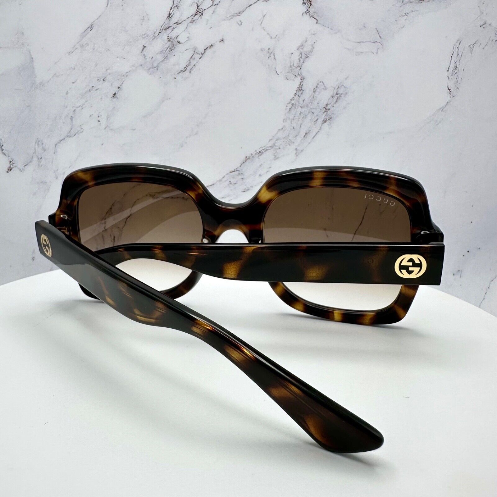 Gucci Gucci Sunglasses Brown Black Tortoise Gold GG Oversized Size ONE SIZE - 9 Thumbnail