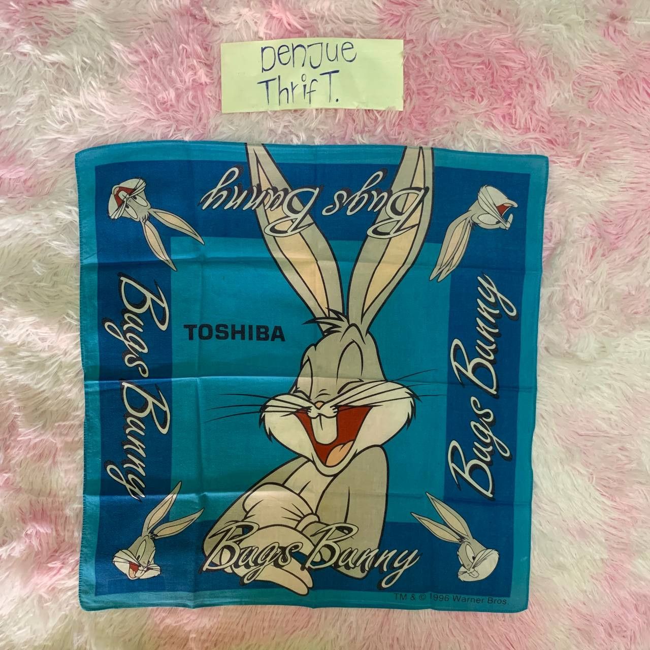 Vintage × Warner Bros Vintage Bugs Bunny x Toshiba 1996 Handkerchief Bandana Size ONE SIZE - 1 Thumbnail