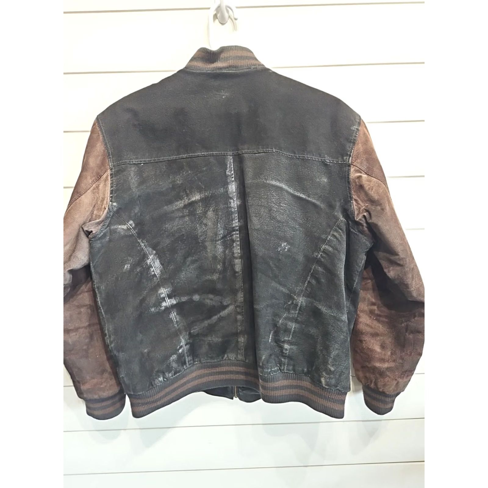 Vintage VINTAGE John Deere Leather Suede Letterman Varstiy Jacket Mens L Brown Leather Full Zip Farm Trucker Style 90s-Model Mens Size US L / EU 52-54 / 3 - 7 Thumbnail