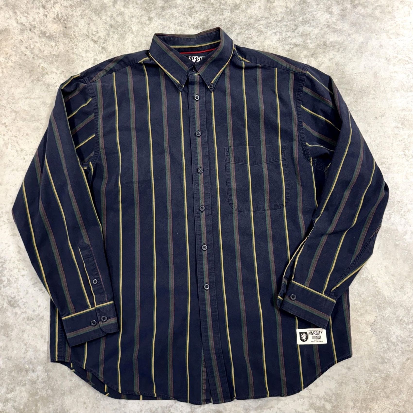 Roundtree & Yorke VINTAGE Roundtree & Yorke Varsity Shirt Mens Large Blue Striped Button Down 90s Size US L / EU 52-54 / 3 - 3 Thumbnail