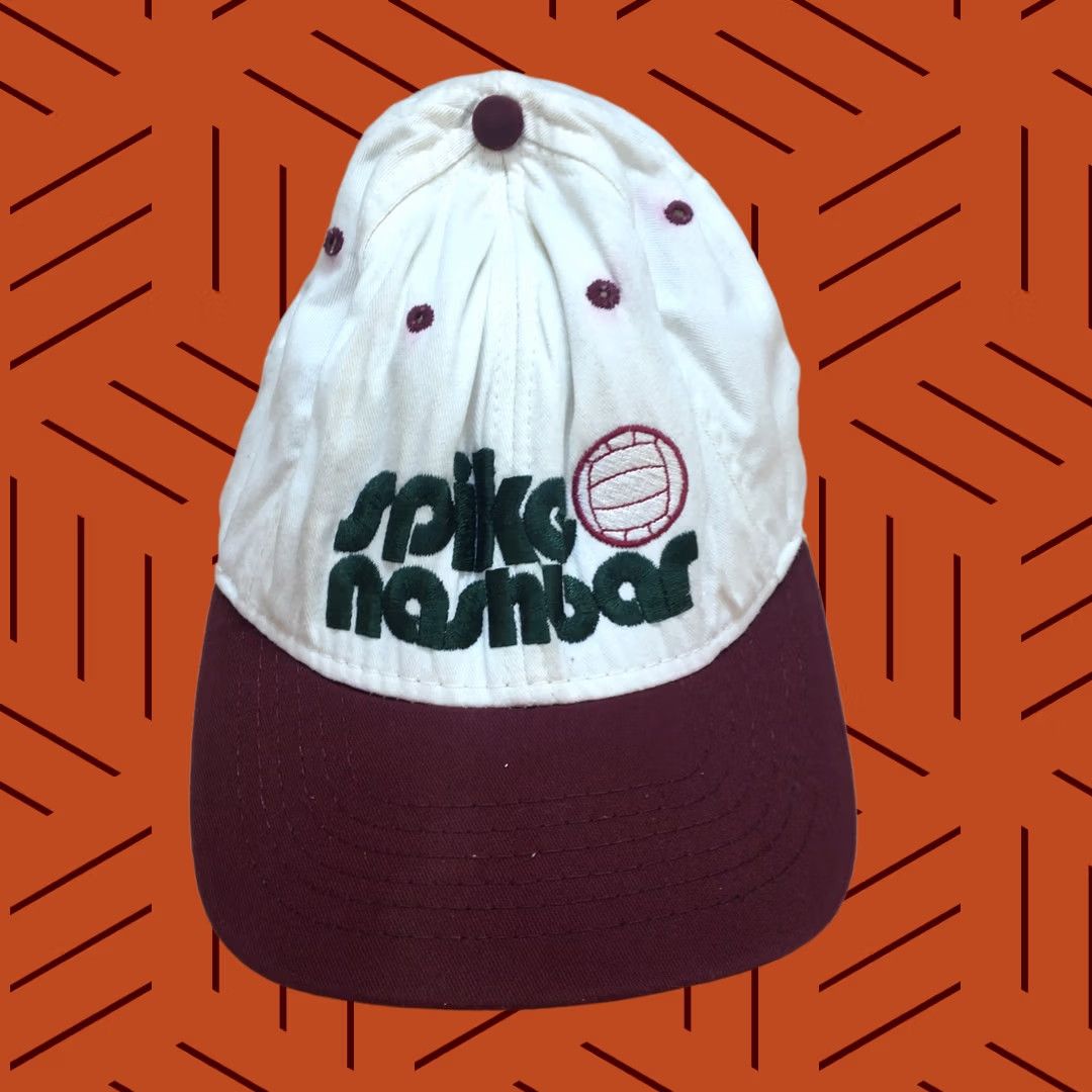 Vintage VINTAGE Nashbar Spike Volleyball Hat Cap White/Maroon Union USA Made Men's One Size White Baseball Cap 80s Sports USA Size ONE SIZE - 1 Thumbnail