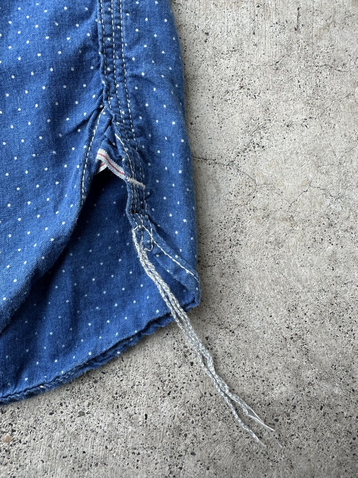 Pherrow's STORMY BLUE Union polka dotted indigo cotton work shirt Size US S / EU 44-46 / 1 - 8 Thumbnail