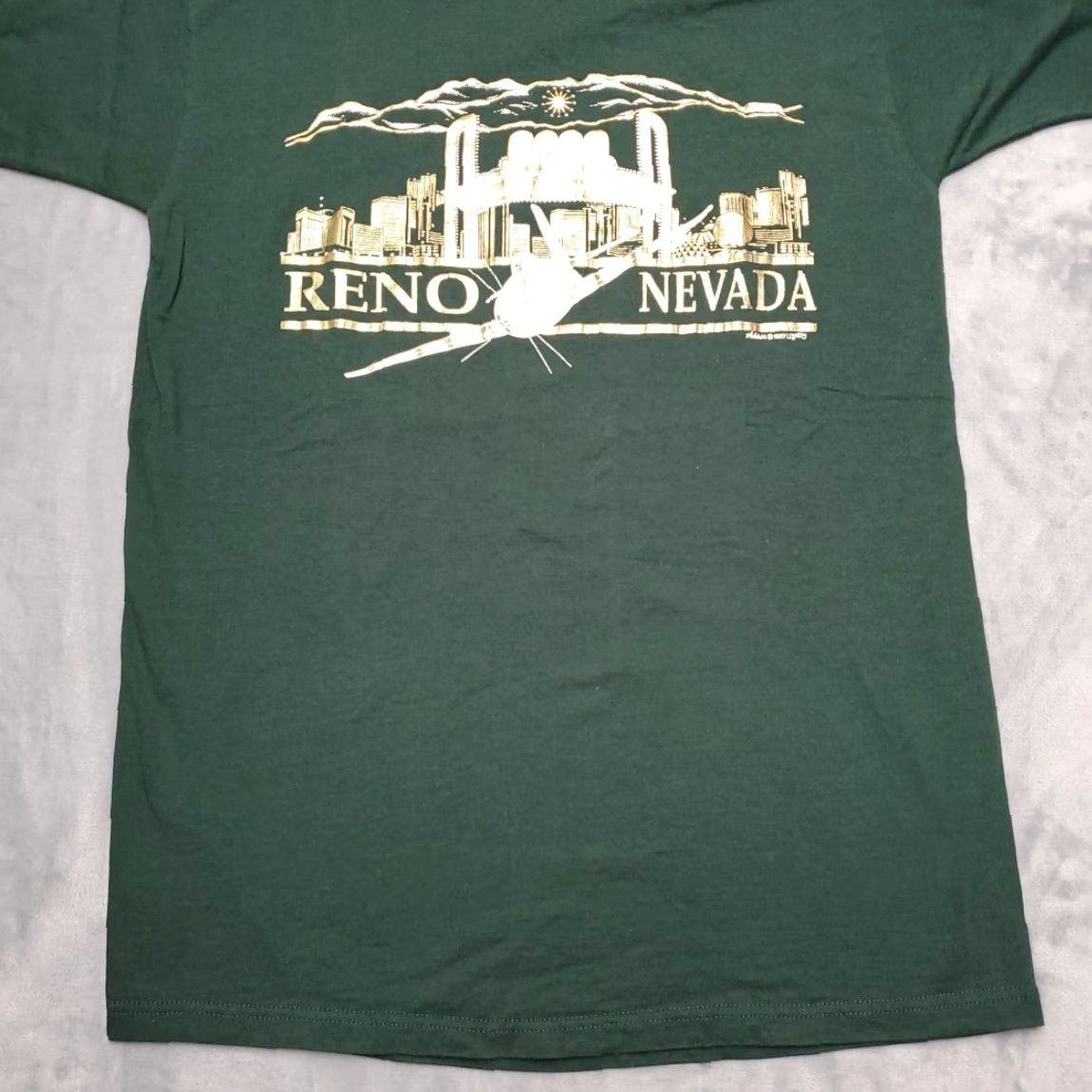 Fruit Of The Loom VINTAGE Reno Nevada Shirt Mens L Green 90s Skyline Gold Graphics Tourist TEE Size US L / EU 52-54 / 3 - 2 Thumbnail