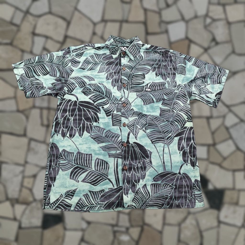RIXO RIX Shirt Mens Small Green Black Hawaiian Aloha Banana Leaves Button-Up Camp Shirt Short Sleeve Beach Tropical Mens Size US S / EU 44-46 / 1 - 1 Thumbnail