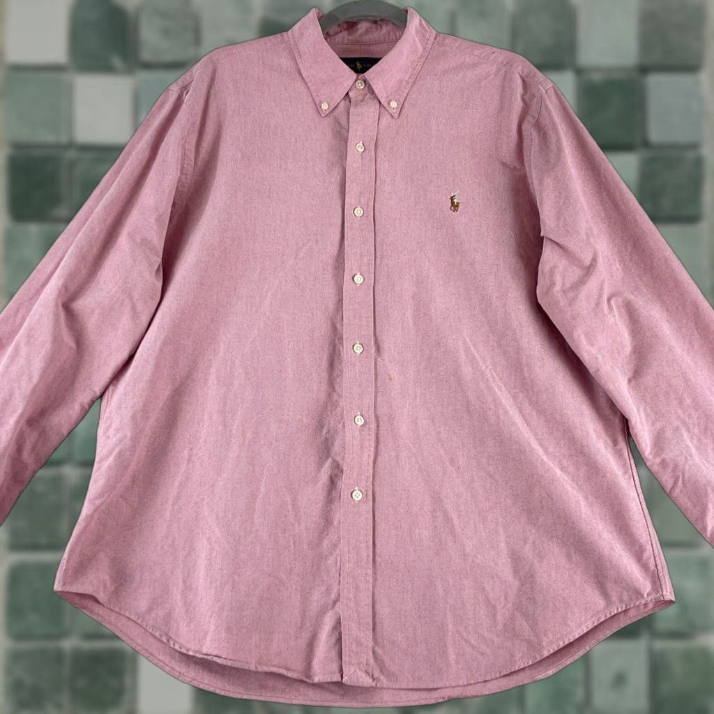 Ralph Lauren Ralph Lauren Button-Down Dress Shirt Mens XL Red Long Sleeve 100% Cotton Size 46R - 1 Thumbnail
