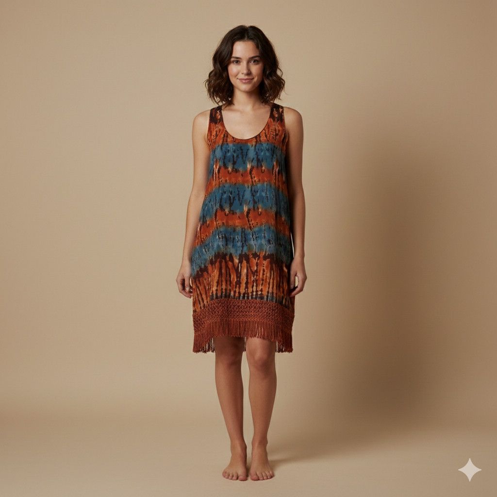 Billabong Billabong Size XS Dress Tie Dye Fringe Tassel Racer Back Size XS / US 0-2 / IT 36-38 - 3 Thumbnail