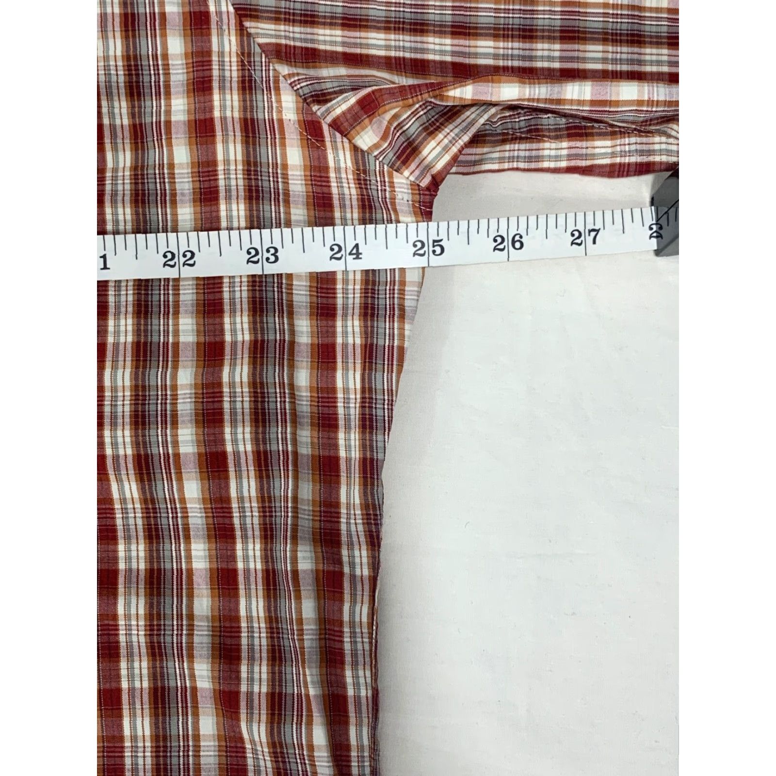 Eddie Bauer Eddie Bauer Men's Button-Up Short Sleeve Plaid Shirt Red White Orange #675 Large Size US L / EU 52-54 / 3 - 3 Thumbnail