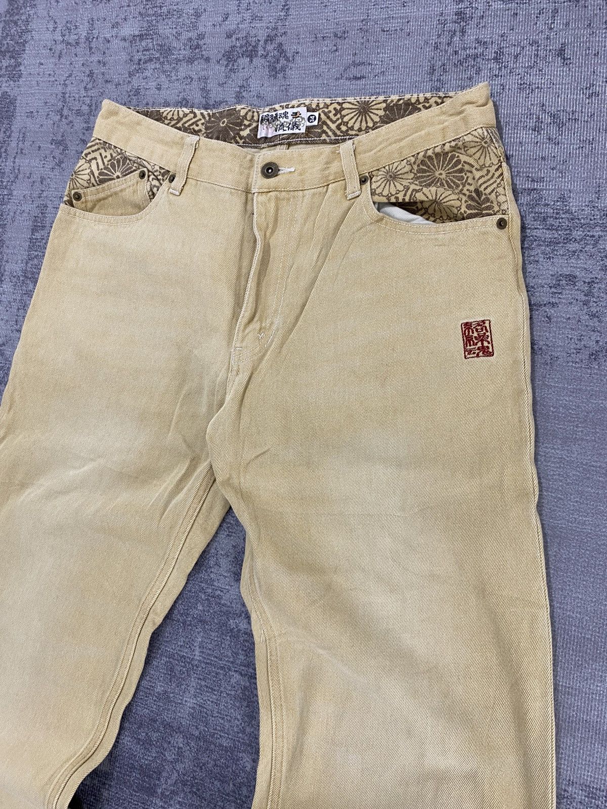 Karakuri Tamashii buckle back karakuri paint & embroidery pant poem harajuku Size US 31 - 6 Thumbnail