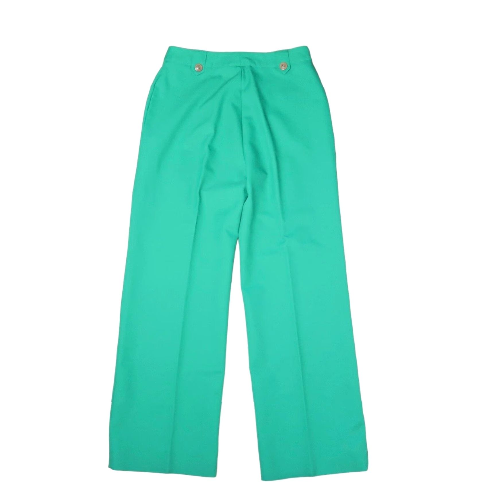 Vintage VINTAGE 70s kelly green straight leg high rise trouser pants 29" Waist 29 Inseam 28 Polyester Men/Women Casual Disco High Rise Trousers Size 29" - 3 Thumbnail