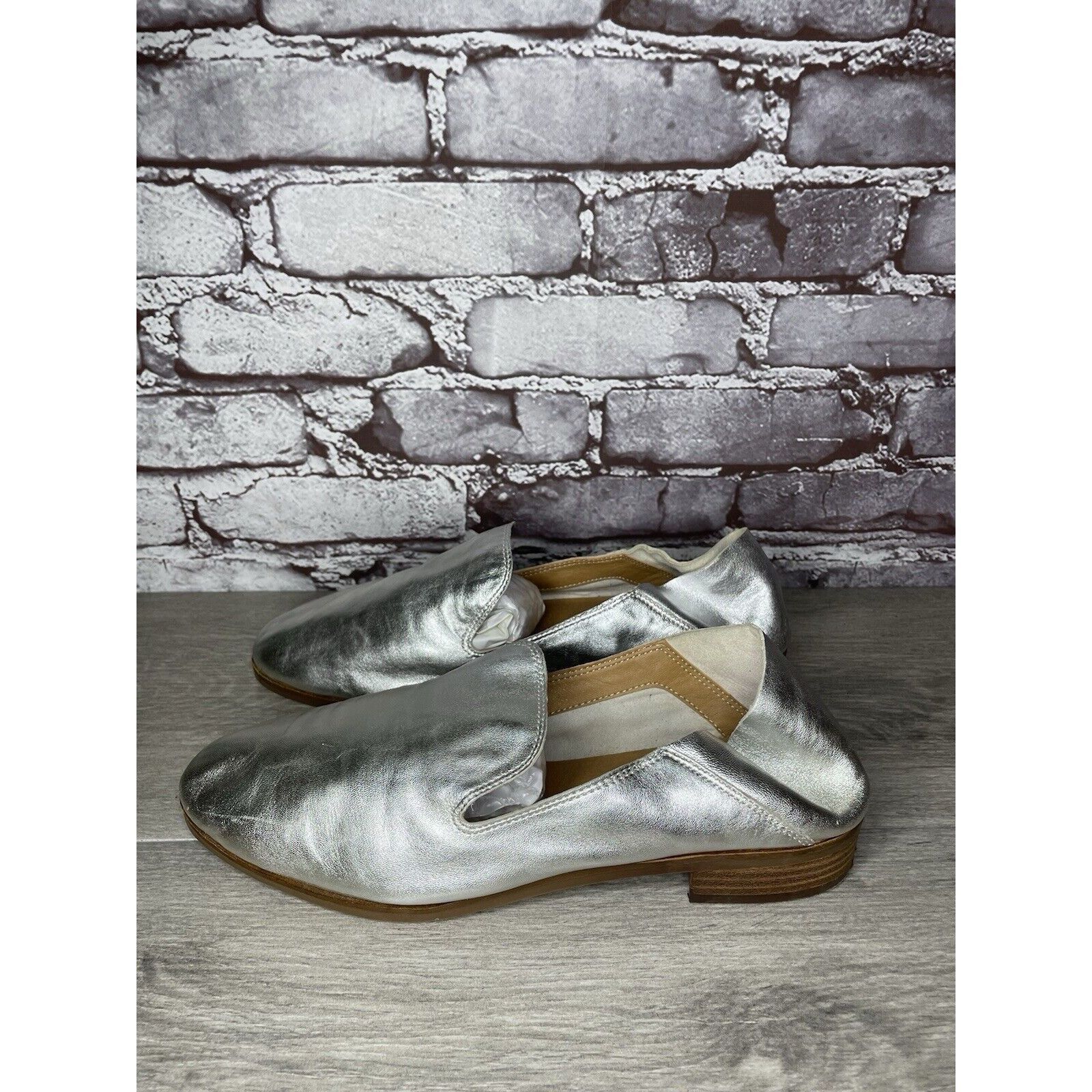 Lucky Brand Lucky Brand Metallic Silver Leather Slip On Loafers Flats Sh Size US 11 / IT 41 - 8 Thumbnail