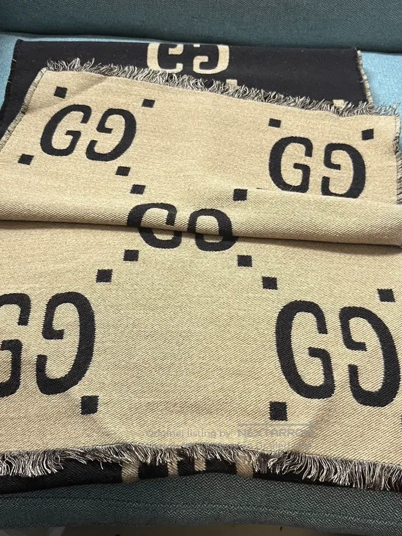 Gucci Gucci Double G double-sided jacquard velvet scarf Size ONE SIZE - 3 Thumbnail