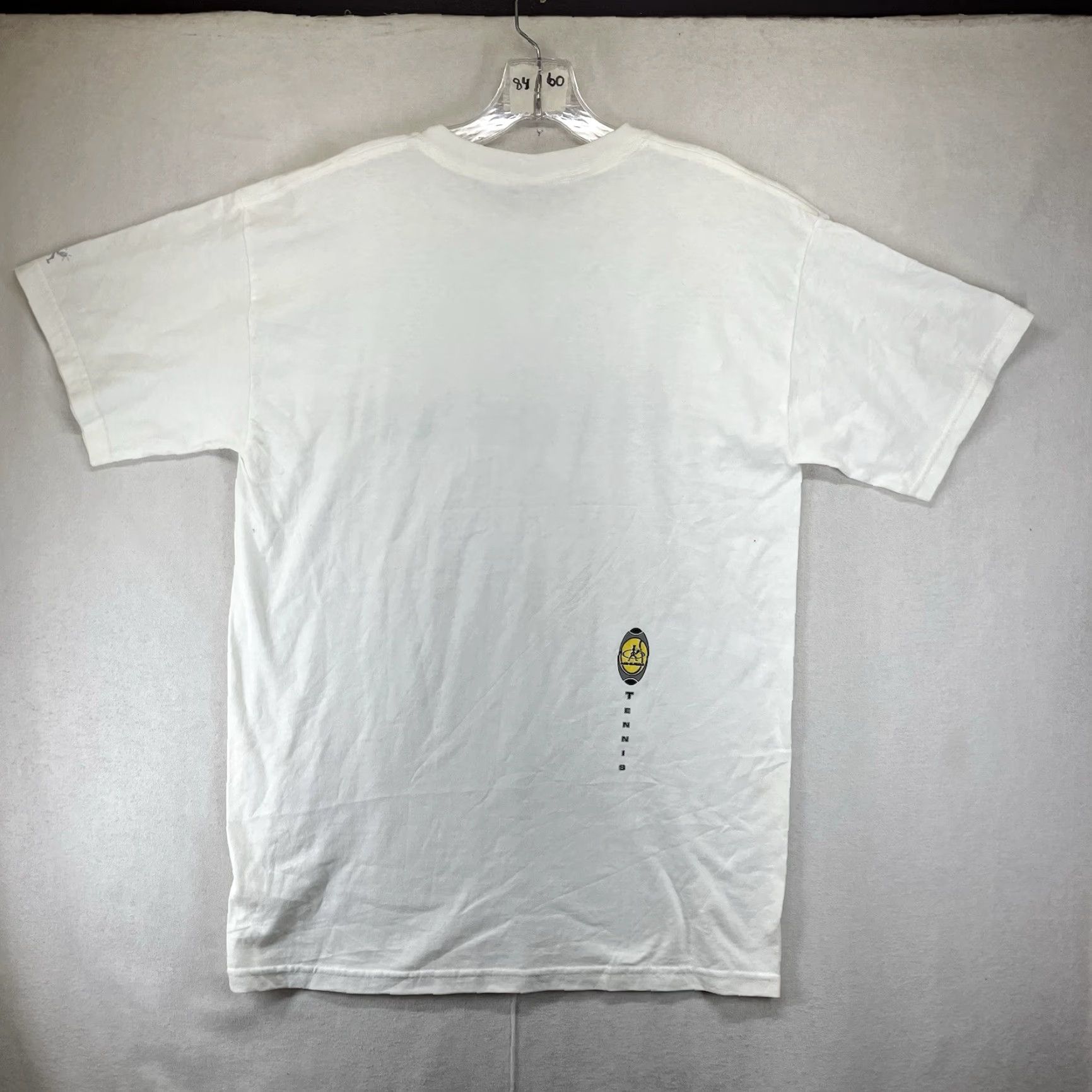 Vintage VINTAGE Balle de Match Tennis T-Shirt Medium Double-Sided 2004 Graphic Print White USA Mens Size US M / EU 48-50 / 2 - 4 Thumbnail