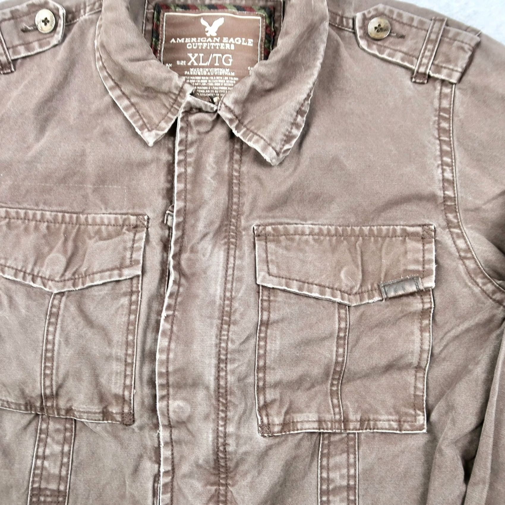American Eagle Outfitters American Eagle Outfitters Brown Military Jacket Men's XL Zip Button Casual Size US XL / EU 56 / 4 - 5 Thumbnail