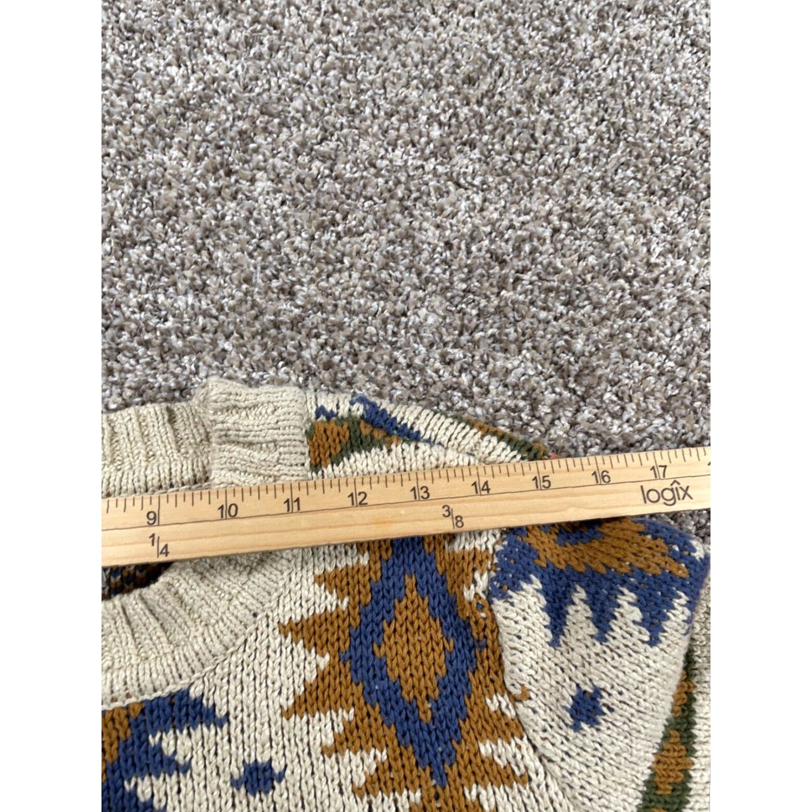 Vintage L.L. Bean Aztec Sweater Women's Medium Beige Chunky Knit Geometric Retro 90s Size M / US 6-8 / IT 42-44 - 7 Thumbnail