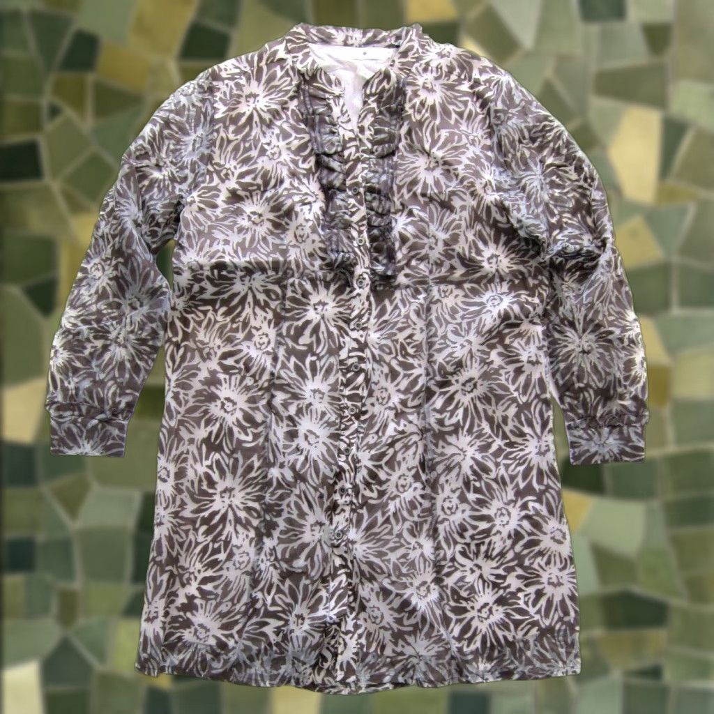 Vintage NWT Rancho Estancia Floral Long Sleeve Tunic Mini Dress XX NWT Size XXL / US 16-18 / IT 52-54 - 1 Thumbnail