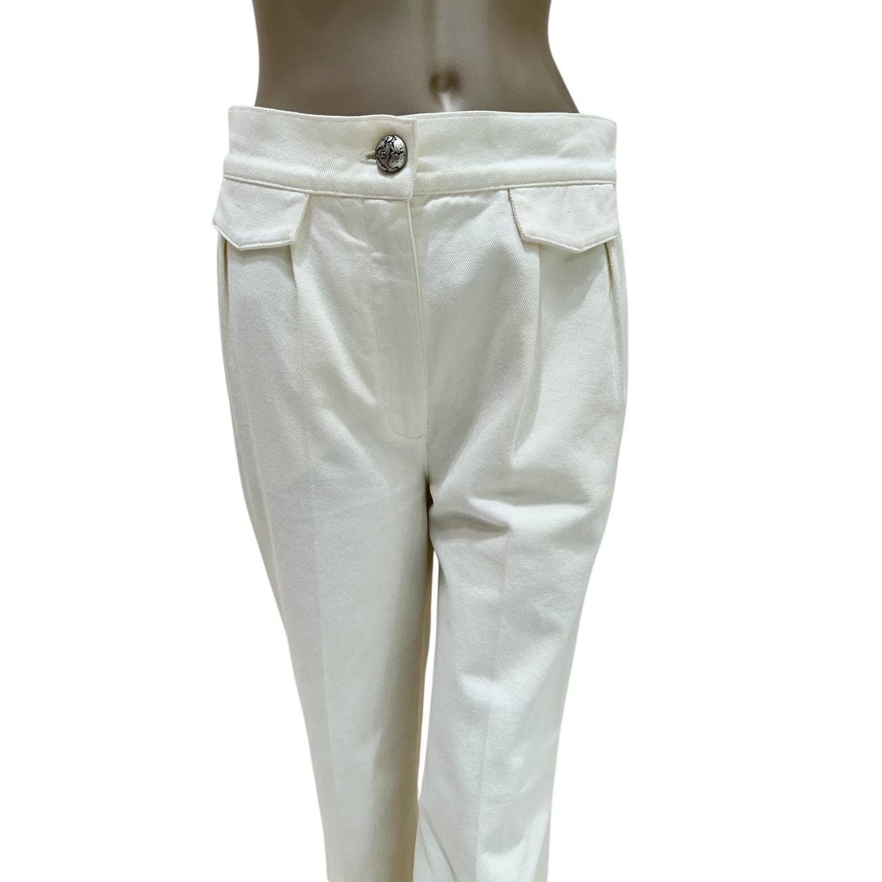 Chanel Elegant Chanel White Cotton Globalization Pants - Size 38 Size 27" / US 4 / IT 40 - 3 Thumbnail